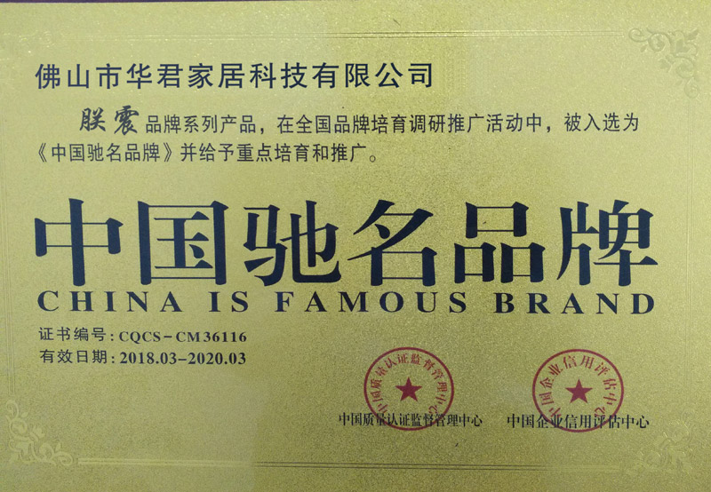 《中国驰名品牌》称号证书